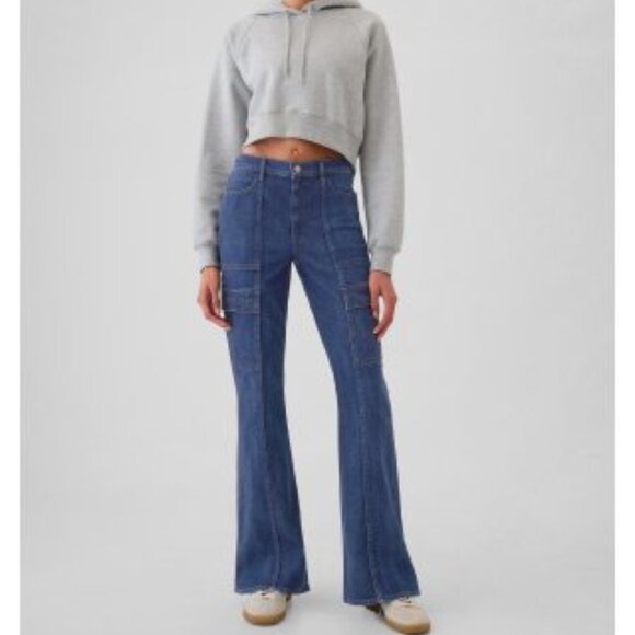 GAP Denim - GAP 70s Flare High Rise Cargo Jeans